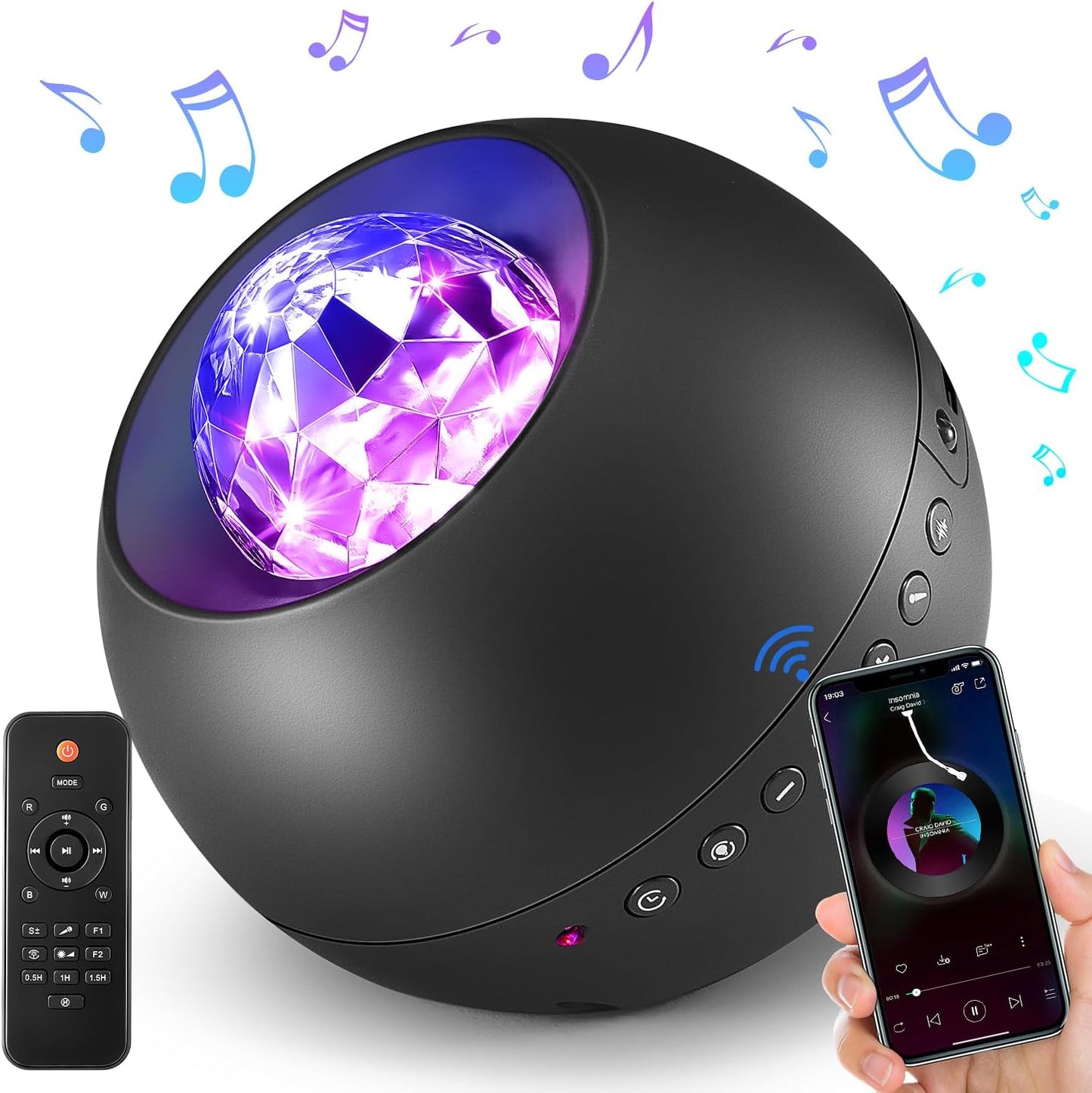 Galaxy Projector for Bedroom Birthday Gifts for Teen Boy Gifts, LED Galaxy Light Projector, 15White Noise Hifi Bluetooth Speaker,Remote&Timer Ceiling Projector Lights Trendy Stuff