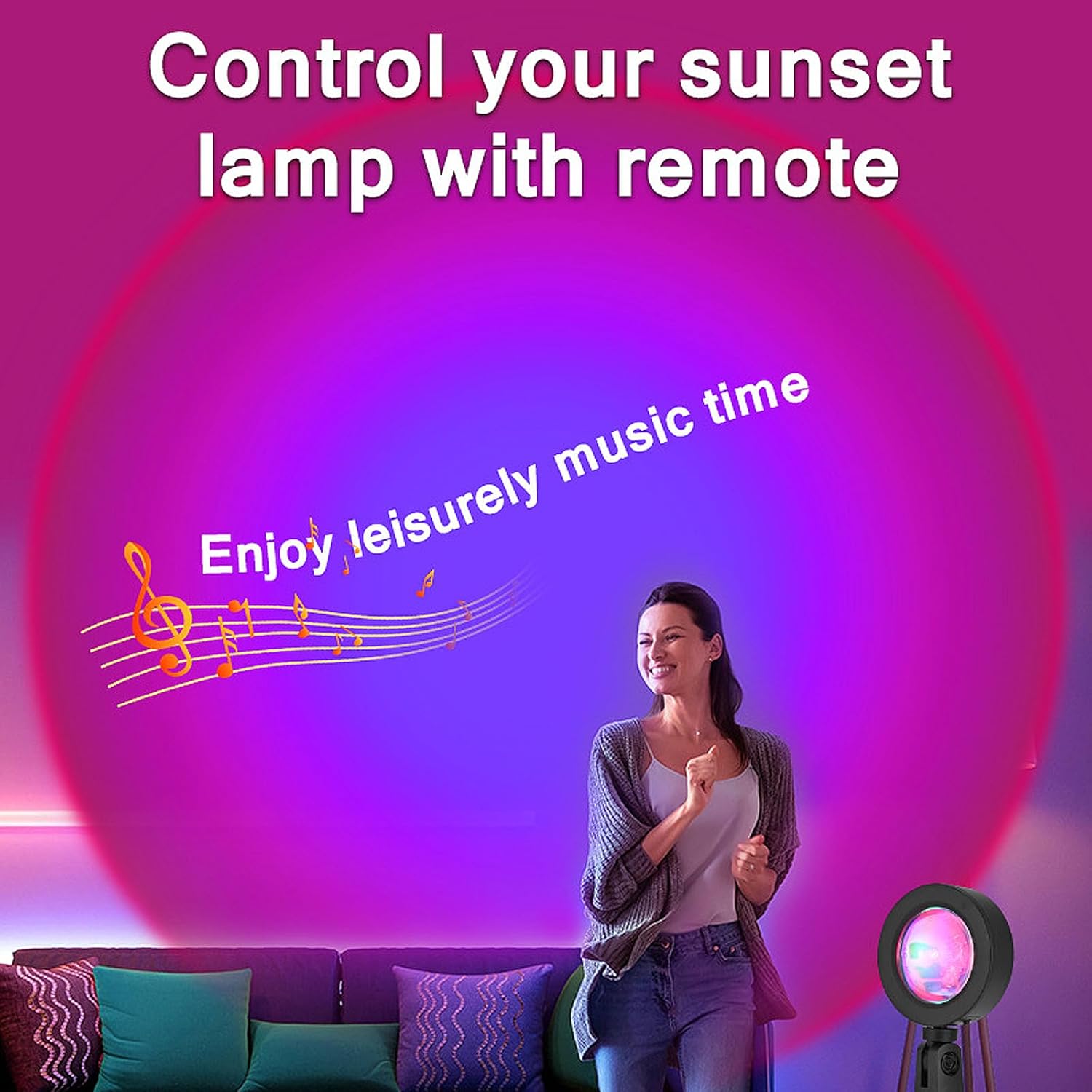 Floor Sunset Lamp Projector, 16 Colors Multicolor USB LED Night Light, 180 Degree Rotation Rainbow Lights for Bedroom, Photography, Party, TIK Tok Live, Christmas Light