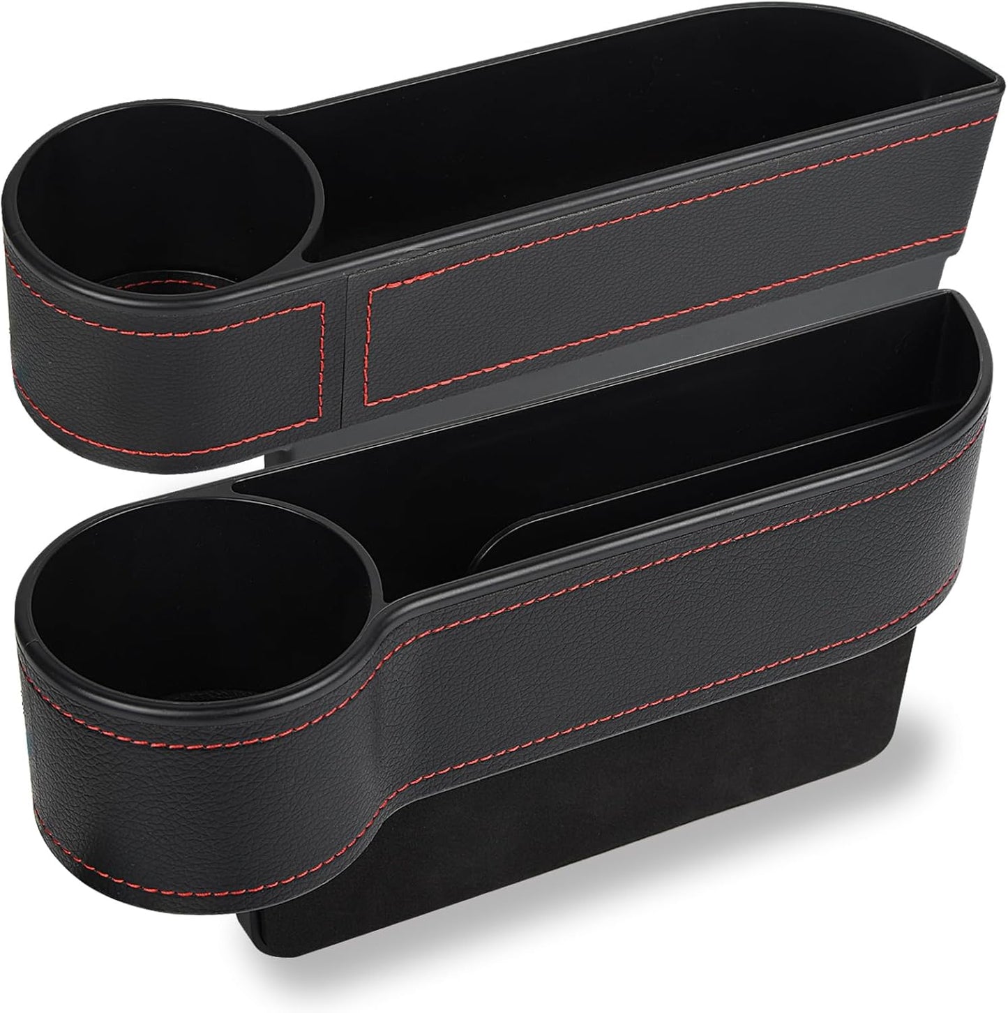 2 Pack Car Seat Gap Filler Organizer, Automotive Front Seat Storage with Cup Holder, Auto Console Side Extra Storage Boxes - Passenger & Driver Side