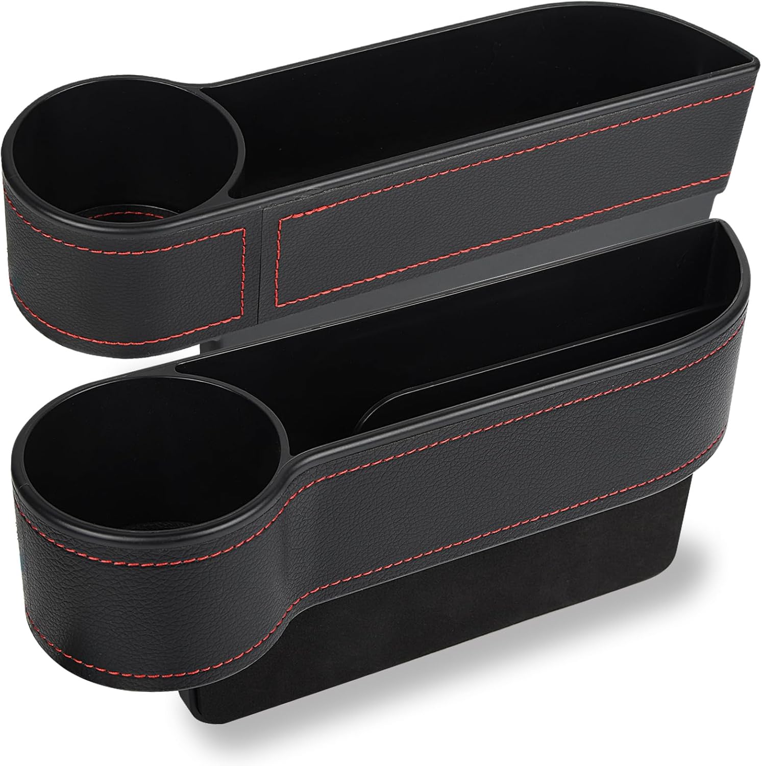2 Pack Car Seat Gap Filler Organizer, Automotive Front Seat Storage with Cup Holder, Auto Console Side Extra Storage Boxes - Passenger & Driver Side