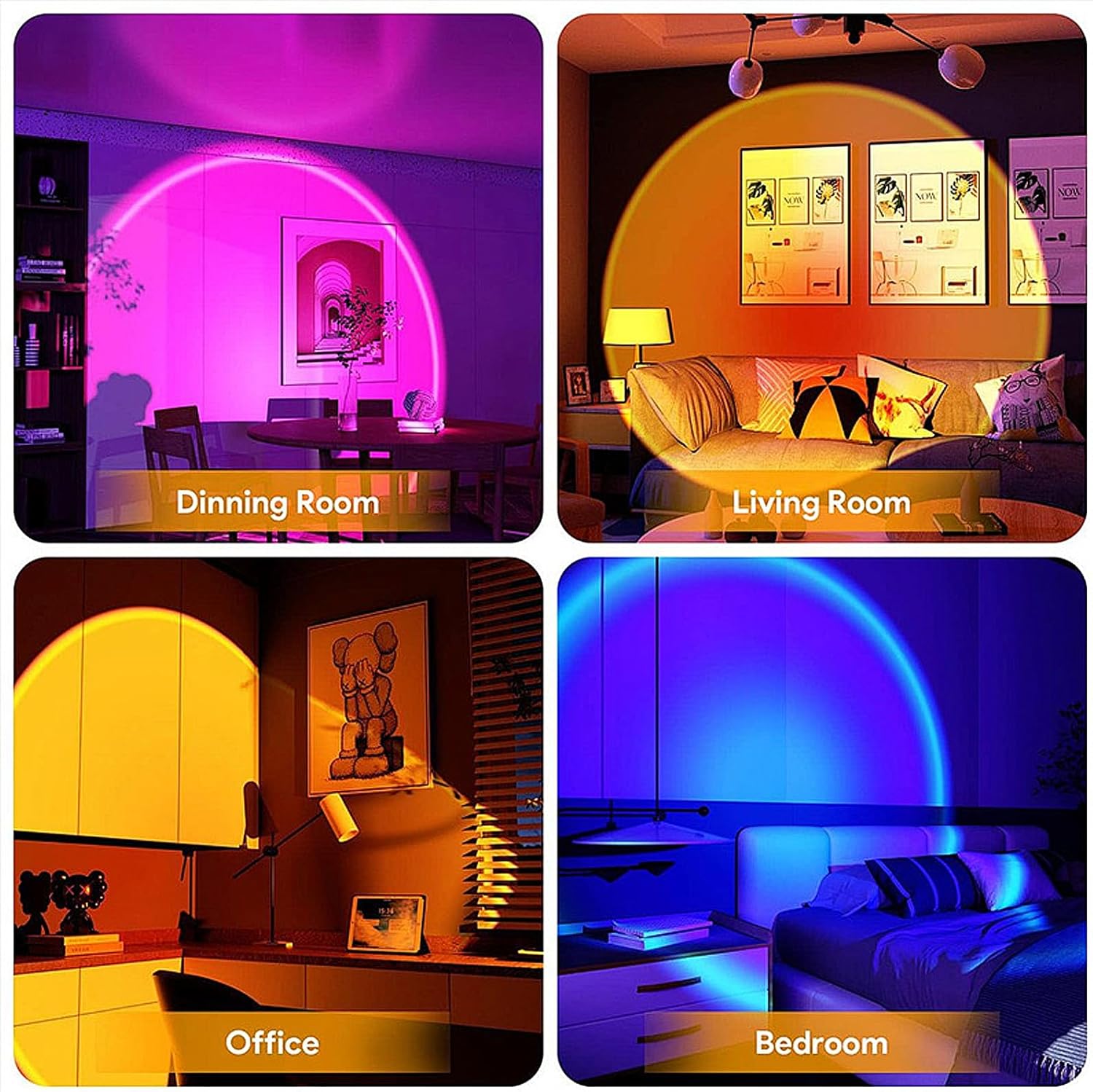 Floor Sunset Lamp Projector, 16 Colors Multicolor USB LED Night Light, 180 Degree Rotation Rainbow Lights for Bedroom, Photography, Party, TIK Tok Live, Christmas Light