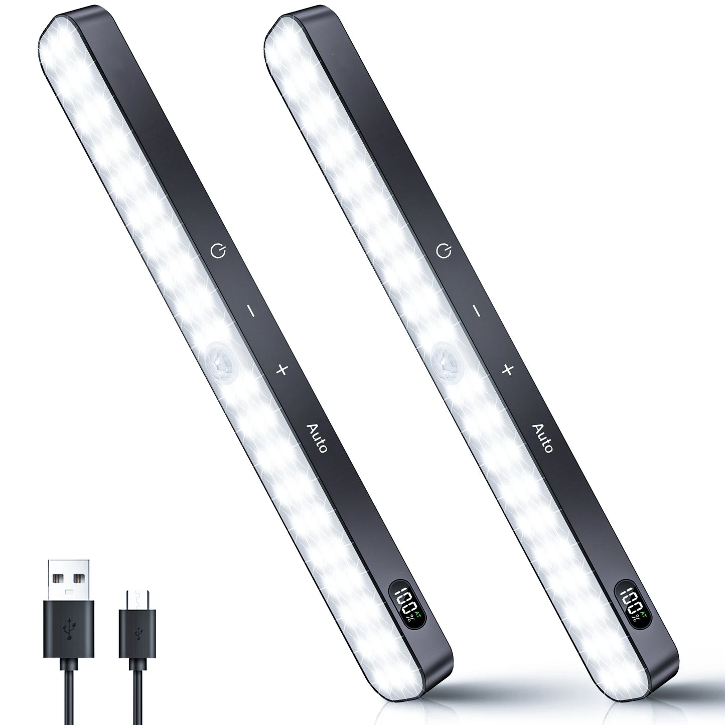 Cabinet Lights Rechargeable Battery Display 60 LED Motion Sensor Cabinet Light Dimmable Touch Control Night Lights