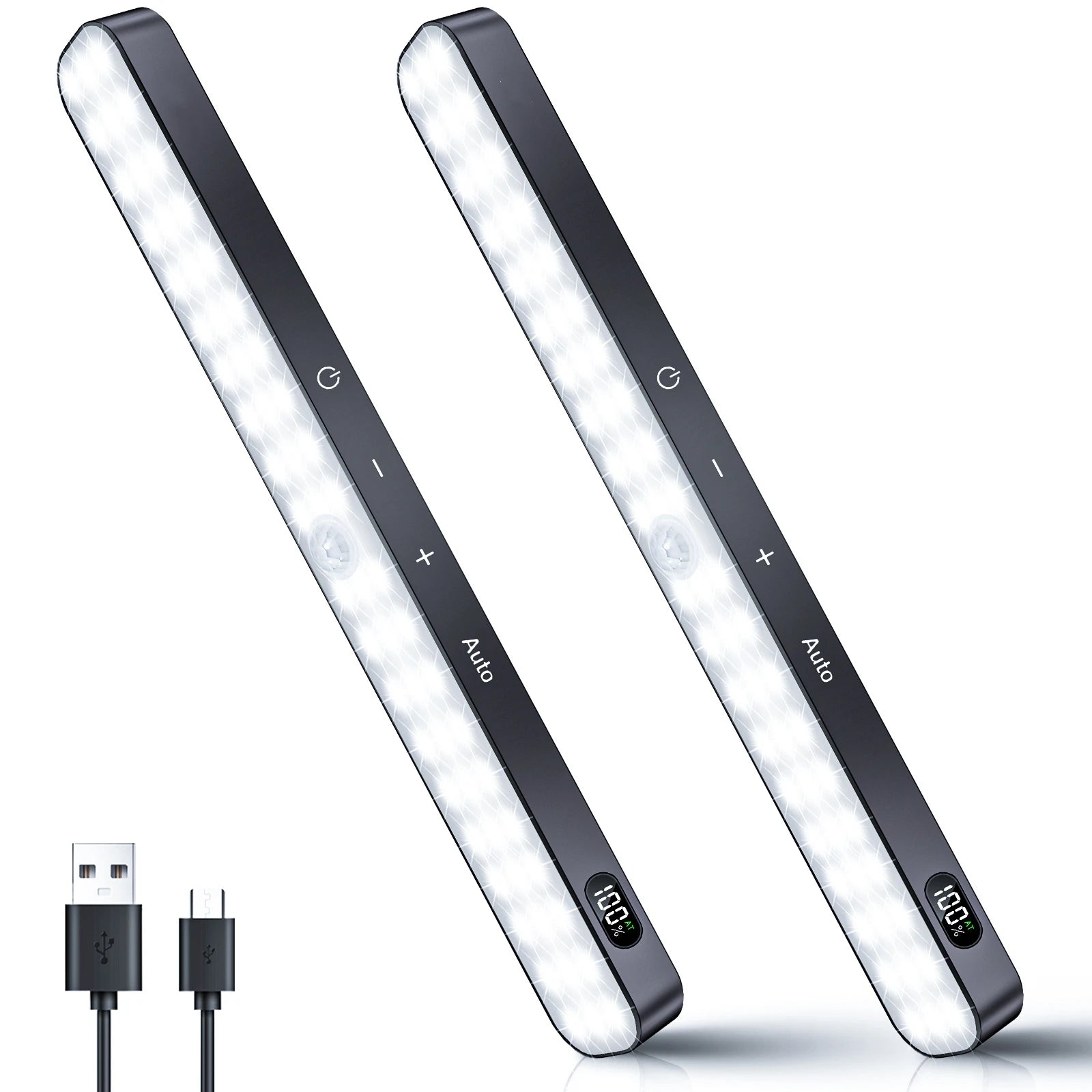 Cabinet Lights Rechargeable Battery Display 60 LED Motion Sensor Cabinet Light Dimmable Touch Control Night Lights