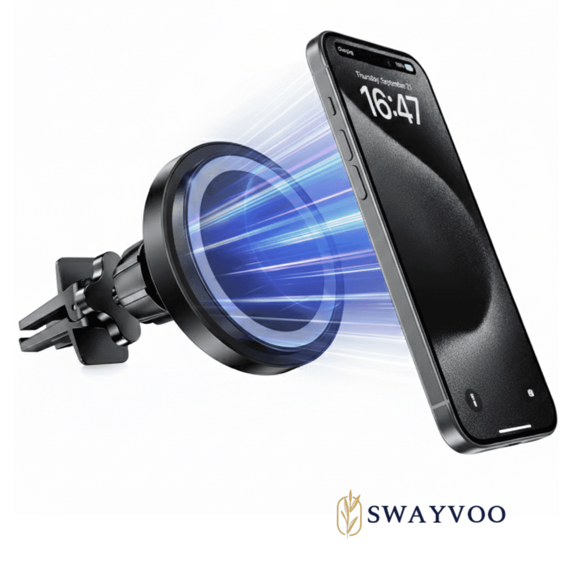 15W Fast Wireless Magnetic Car Mount Charger for Mag-Safe 360° Rotating Phone Holder for Iphone 17 16 15 14 13 12 and Smartphones