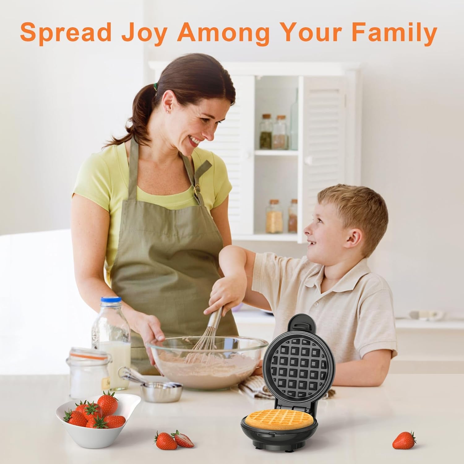 Mini Waffle Maker, 4" Chaffle Maker with Compact Design, Easy to Clean, Non-Stick Surface, Recipe Guide Included, Perfect for Breakfast, Dessert, Sandwich, or Other Snacks